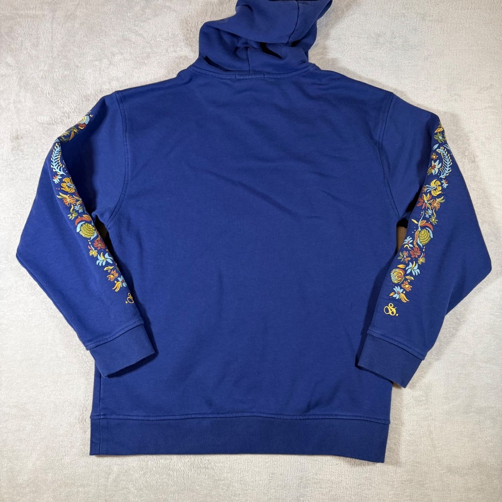 Scotch &‎ Soda Amsterdam Blue Floral Embroidered Hoodie Mens Large 1841-FA24 - Picture 2 of 9